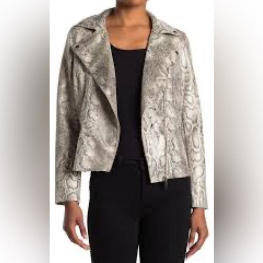 PHILOSOPHY SNAKE PRINT‎ FAUX SUEDE MOTO  JACKET NWOT SIZE 2X